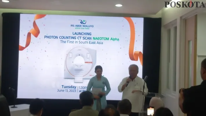 Menteri PUPR, Basuki saat meresmikan instalasi photon-counting CT, NAEOTOM Alpha pertama di ASEAN. (Pandi)