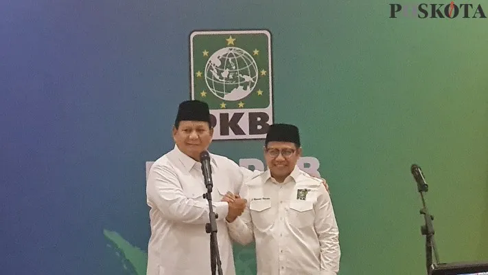 Presiden terpilih Prabowo Subianto bersama Ketua Umum PKB, Muhaimin Iskandar. (Poskota/Pandi)