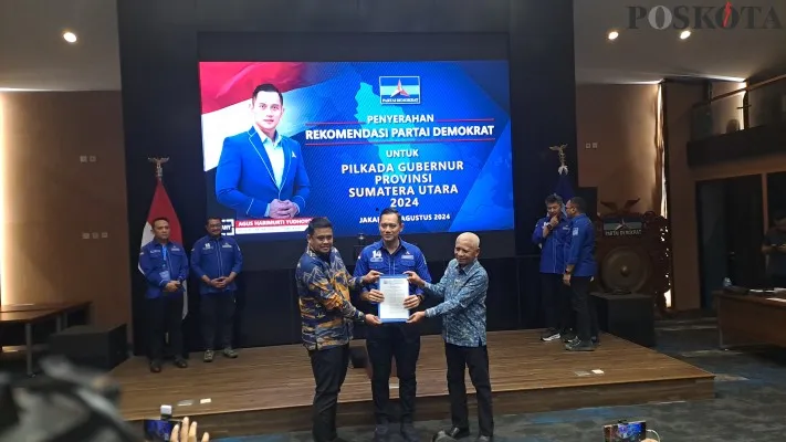 AHY berikan rekomendasi ke Muhammad Bobby Afif Nasution dan Surya untuk maju dalam Pemilihan Gubernur dan Wakil Gubernur Sumatera Utara 2024. (Poskota/Rizal)