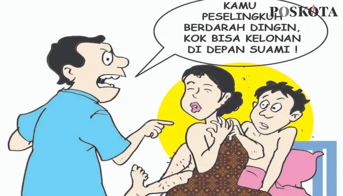 Kartun Nah Ini Dia: Tidur di Hotel Bareng Suami, Kelon Sama PIL di Kamar Lain. (kartunis: poskota/ucha)