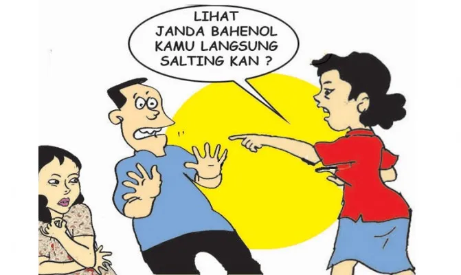 Janda muda jadi tetangga baru, Bahri langsung jadi salting. (Ilustrasi/poskota)