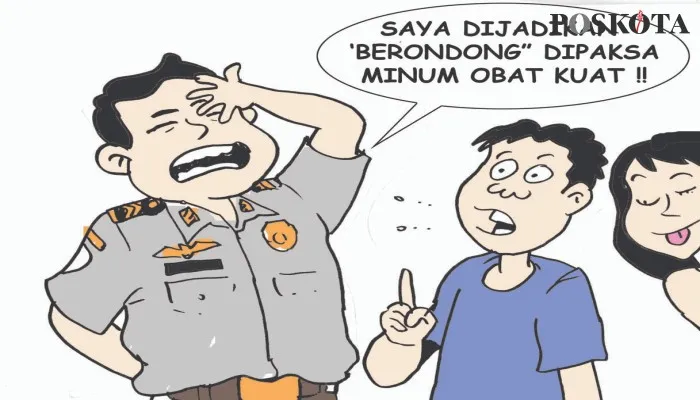 Kartun Nah Ini Dia: Jika Mantan WTS Ketagihan ABG Dipaksa jadi Berondong. (kartunis: poskota/ucha)