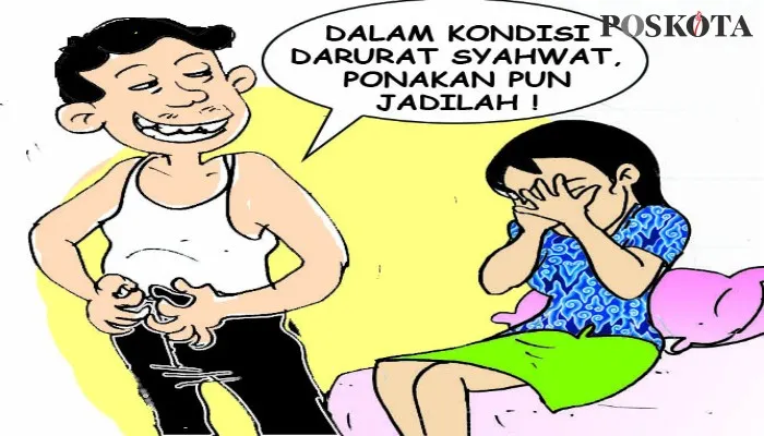 Karikatur Nah Ini Dia: Istri Sakit Saluran Kencing, Ponakan Tidur Kena 'Piting'. (karikaturis: poskota/ucha)