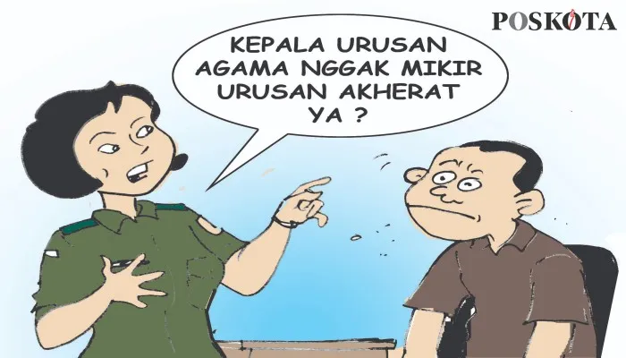 Karikatur Nah Ini Dia: Dibantu KUA Matikan Bini, Demi Bisa Menikah Kembali. (karikaturis: poskota/ucha)