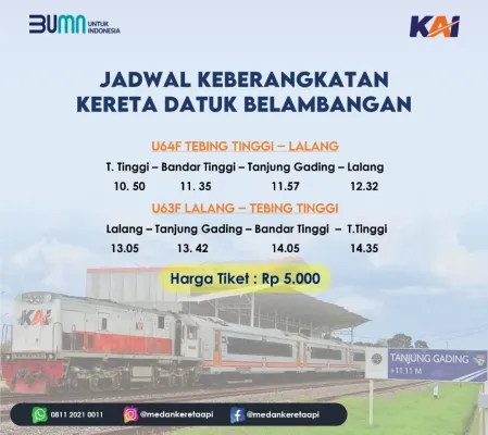 Kereta Api Perintis Datuk Belambangan Beroperasi Kembali. (Instagram/@medankeretaapi)