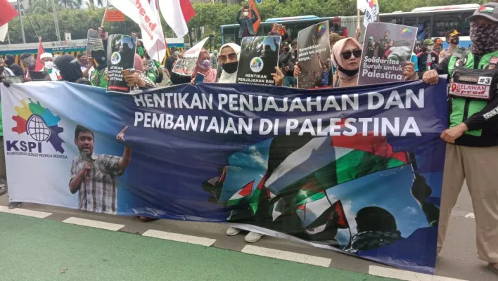 Buruh KSPI demo kecam Israel. (ist)