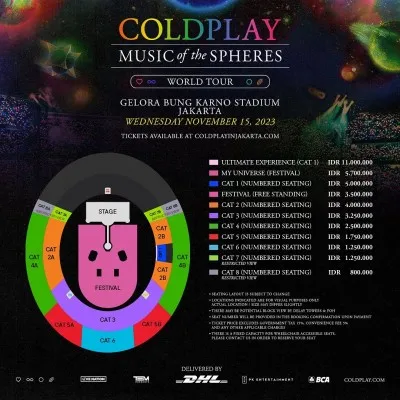 Daftar Harga Tiket Konser Coldplay (Instagram/pkentertainment.id)