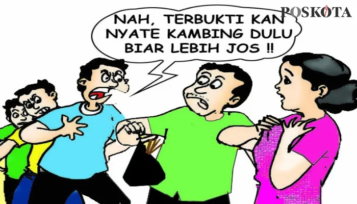 Kartun Nah Ini Dia: Nyate Kambing Bersama WIL, Semakin Kuat Dugaan Mesum. (kartunis: poskota/ucha)