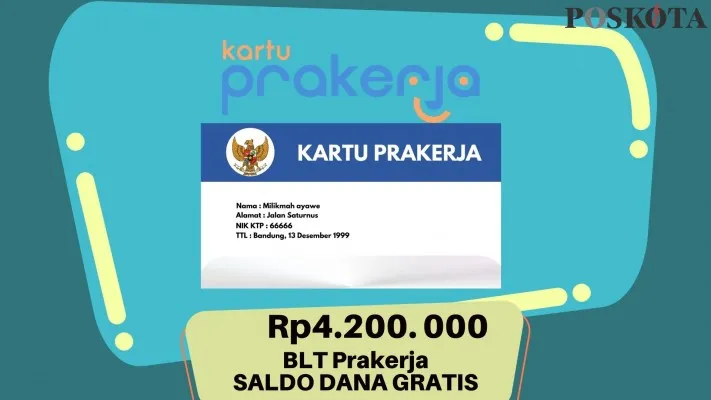 Saldo dana BLT Prakerja Rp4.200.000 insentif dari bantuan pemerintah. (Poskota/Syarif Pulloh Anwari)