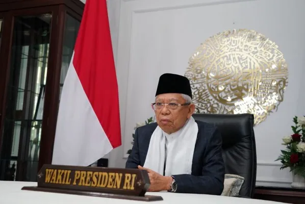 Wakil Presiden KH Ma'ruf Amin saat menyampaikan sambutan di Acara UNISNU. (dok. Setwapres)