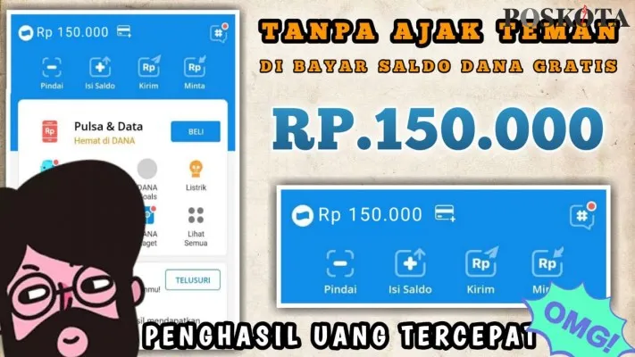 Aplikasi Penghasil Uang Tercepat Tanpa Input NIK KTP, Dompet Elektronik Dapat Transferan Saldo DANA Rp150.000. (foto: X/Twitter/ALEX TUTORIAL, modif by fani ferdiansyah/poskota.co.id)