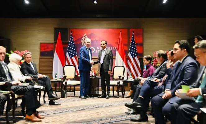 Presiden Joko Widodo (Jokowi) yang menggelar pertemuan bilateral dengan Presiden Amerika Serikat (AS) Joe Biden (ist)