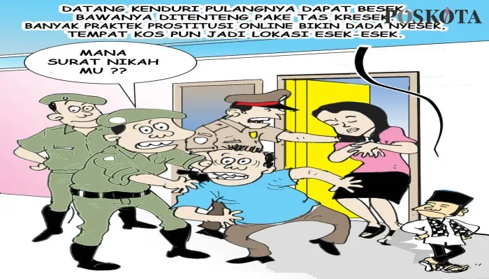 Karikatur Aspirasi Warga: Prostitusi Online Marak, Bikin Resah Warga. (karikaturis: poskota/ucha)