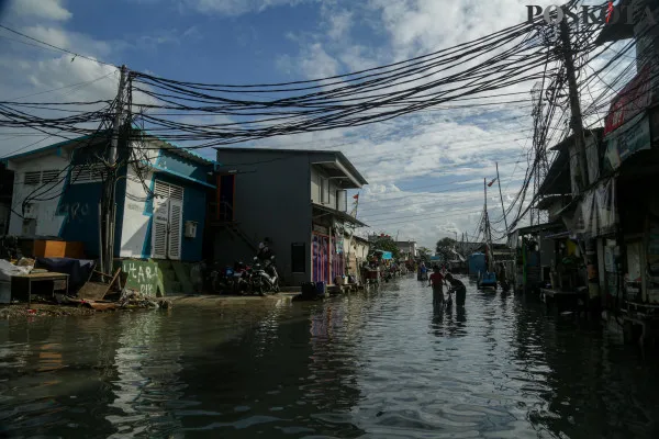 Ilustrasi banjir di Jakarta saat cuaca ekstrem. (Sumber: Poskota/ Ahmad Tri Hawaari)