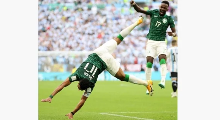 Pemain Arab Saudi merayakan gol yang dicetak ke gawang Argentina. (Foto: @FIFAWorldCup)