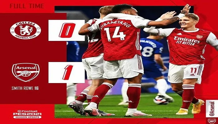 Pemain Arsenal merayakan kemenangan atas Chelsea 1-0 dalam lanjutan Liga Inggris. (ist/arsenal)