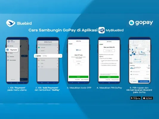 GoPay Kini Jadi Opsi Pembayaran di Aplikasi MyBluebird, Lebih Aman Kala Bepergian Selama Pandemi. (foto/bluebird)