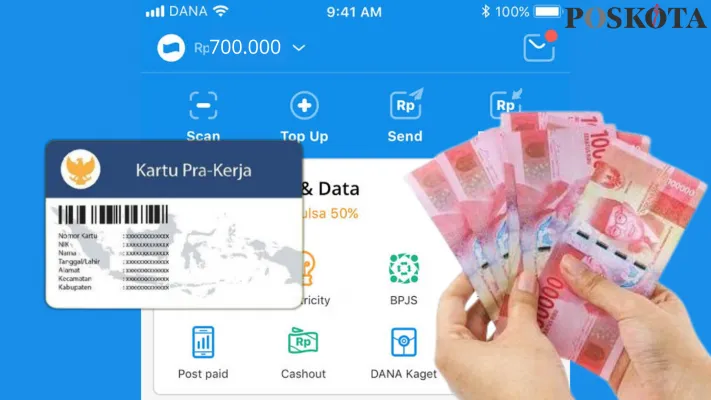 Saldo DANA Rp700.000 gratis dari Prakerja (Foto: Rivera Jesica S./Poskota)