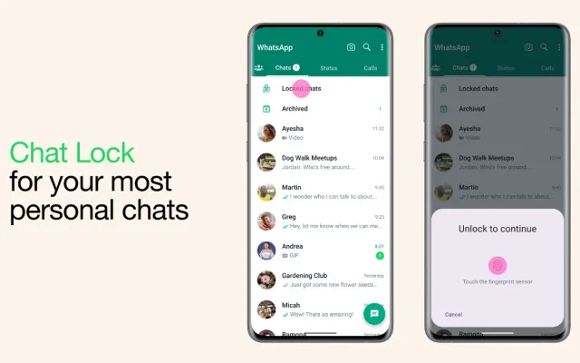 Ilustrasi menggunakan fitur Chat Lock di WhatsApp. (WhatsApp)