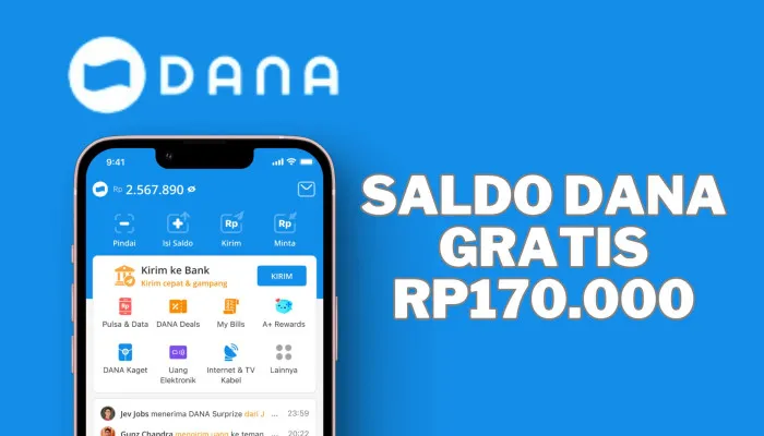 HORE! Rp170.000 Saldo DANA Kaget Gratis Langsung Masuk Dompet Elektronik Anda Hari Ini, Cek Sekarang! (PosKota/Nur Rumsari)