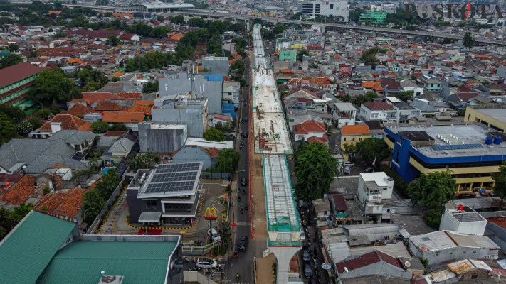 Melihat Dari Udara Progres Pembangunan LRT Fase 1B Velodrome-Manggarai Capai Lebih 30 Persen