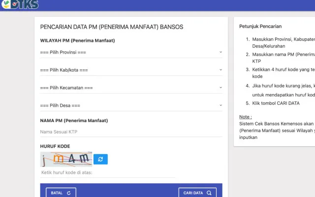 Dapatkan informasi terbaru mengenai status penerimaan, jenis bantuan, dan jadwal pencairan bansos. di cekbansos.kemensos.go.id. (tangkapan layar/cekbansos)