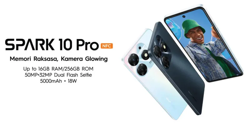 Daftar hp Android bermaterial kaca 2024 dengan harga Rp1 jutaan, salah satunya TECNO SPARK 10 Pro. (Dok. tecno-mobile.com)