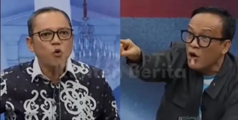 Deddy Sitorus dan Ketua Relawan Prabowo Mania, Noel hampir adu jotos saat break di studio TV. (ist)