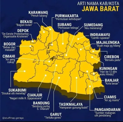 Arti nama kota dan kabupaten di Indonesia (Foto: @stuffmap.garage/Instagram)