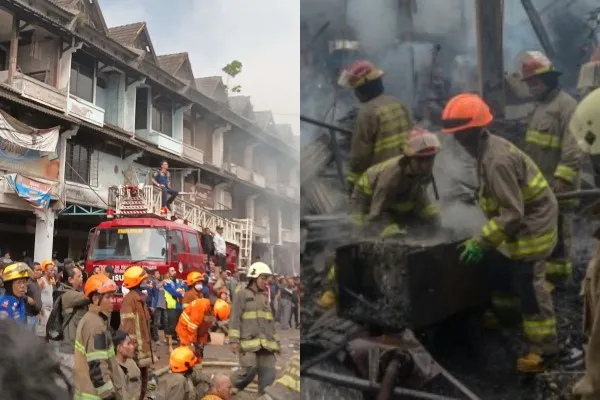 Kebakaran Pasar Caringin Bandung menewaskan 1 orang bernama Yuyun. Foto: Kolase/Ist.