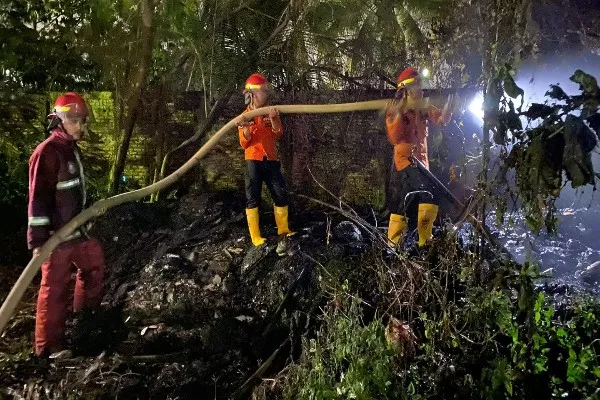 Kebakaran hutan kota Pakansari dipadamkan Damkar Bogor. Foto: Ist.