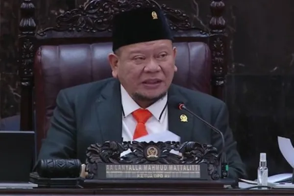 Ketua DPD LaNyalla Mattalitti di sidang tahunan DPR/MPR dan DPD 2023. Foto: Biro Setpres.