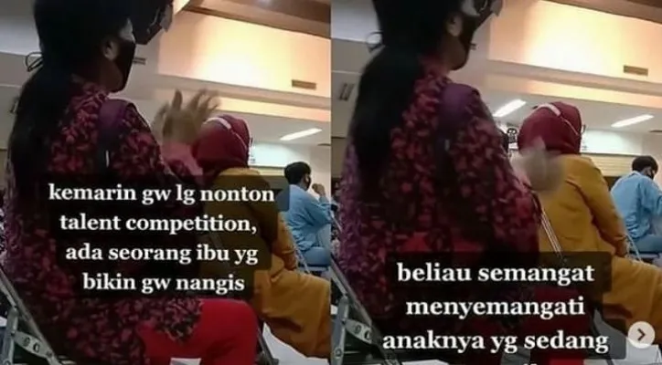 Tangkapan layar seorang ibu menyemangati anaknya lomba (Foto: @pandunataa/TikTok)