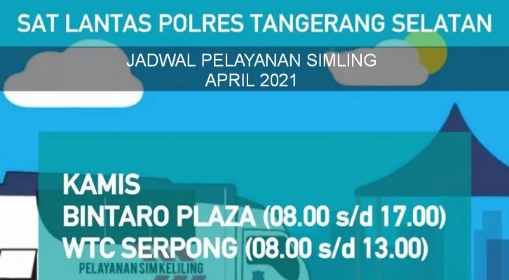 Layanan perpanjangan Surat Izin Mengemudi (SIM) keliling di wilayah Tangerang Selatan, Kamis (15/4/2021).