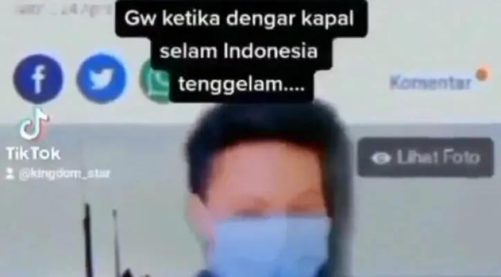 Pemuda malah kegirangan saat tau KRI Nanggala 402 tenggelam (Instagram/@infokomando)