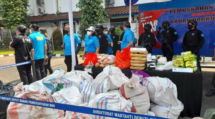 Barang bukti narkoba yang akan dimusnahkan BNN dari berbagai pengungkapan. (ifand)