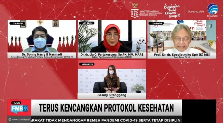 Tangkapan layar kegiatan diskusi 'Terus Kencangkan Protokol Kesehatan' yang ditayangkan di FMB9ID_IKP, Kamis (20/5/2021). (foto: ist/youtube)