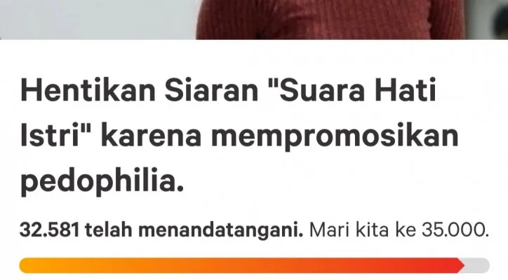 Petisi Hentikan Siaran 'Suara Hati Istri' di situs Change.org. (change.org)