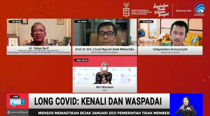 Tangkapan layar diskusi 'Long Covid, Kenali dan Waspadai' di YouTube FMB9ID_IKP, Kamis (3/6/2021). (foto: ist/youtube)