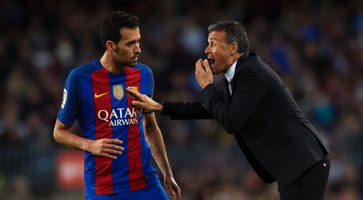 Sergio Busquets dan Luis Enrique. (foto: istimewa)