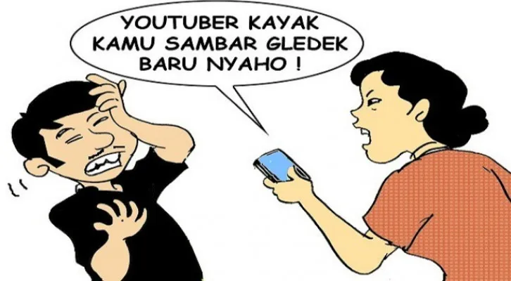 Karikatur Nah Ini Dia: Pengin Jadi Youtuber Porno, Bini Dipaksa Jadi Bintangnya (Kartunis: Poskota/Ucha)