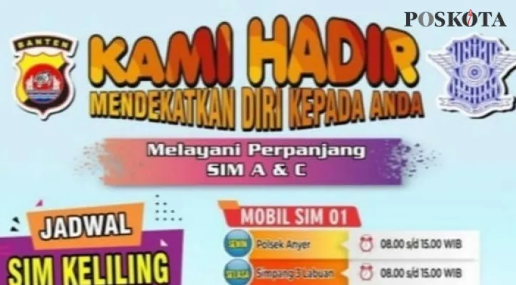 Jadwal SIM keliling Ditlantas Polda Banten. (foto: istimewa)