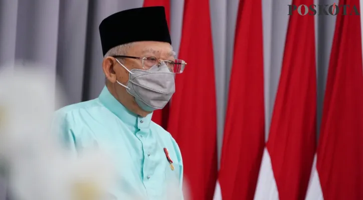 Wakil Presiden KH Ma'ruf Amin mengenakan masker. (foto: ist)