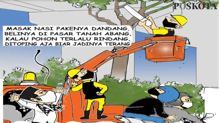 Karikatur: Kawasan Kolong FO Kampung Melayu Terang Benderang. (Foto/Poskota.co.id)