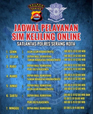 Jadwal proses perpanjangan SIM di kawasan Serang, Banten, Juli 2021. (Foto/Ntmcpolri.info)