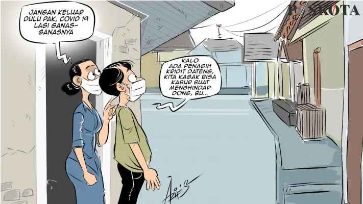 Karikatur: Lonjakan kasus kian tajam, Stop! di rumah saja