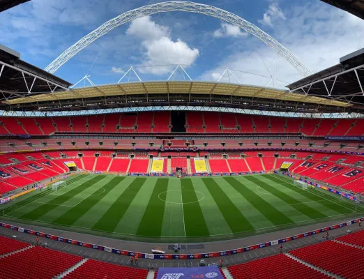 Stadion Wembley akan menjadi tempat partai final Euro atau Piala Eropa 2021, Italia vs Inggris. (Foto/Twitter.com/@wembleystadium)