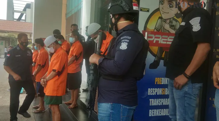 Polres Tangerang Selatan merilis peredaran narkotika jenis ganja dan sabu di wilayah Tangerang Selatan. (Foto/Poskota.co.id/Ridsha Vimanda)