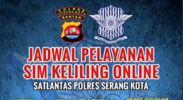 Jadwal layanan SIM Keliling di Kota Serang, Banten. (Foto/Ntmcpolri.info)