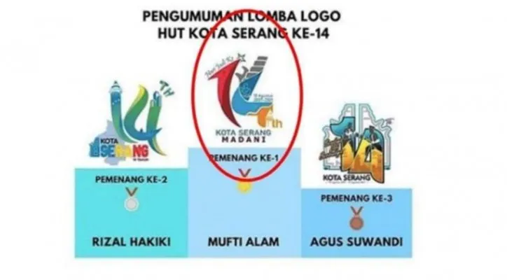 Logo HUT Kota Serang ke-14 yang diduga hasil plagiarisme dari logo HUT Pandeglang. (ist)